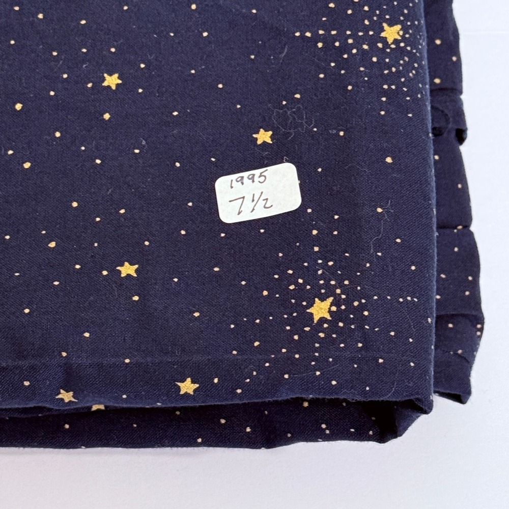 Vintage 1995 Celestial Star Galaxy Print Fabric Navy Blue Gold 7.5 Yards Cotton